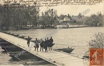 Carte postale ancienne 5e Génie Ecole de Pont — Poissy (Yvelines)