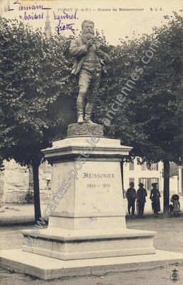 Carte postale ancienne Statue de Meissonnier — Poissy (Yvelines)