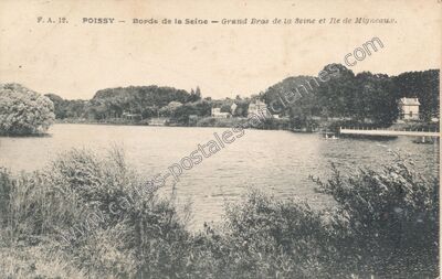 Carte postale ancienne Bords de la Seine - Grand Bras de la Seine et Ile de Migneaux — Poissy (Yvelines)