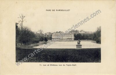 Carte postale ancienne Lac et Château vus du Tapis-Vert — Rambouillet (Yvelines)