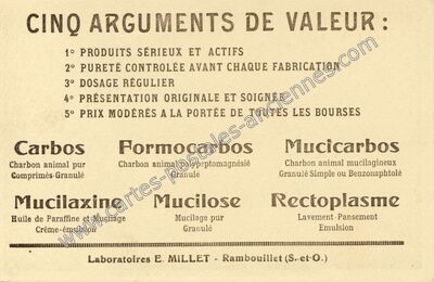 Carte postale ancienne Laboratoires E. MILLET — Rambouillet (Yvelines)