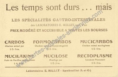 Carte postale ancienne Les spécialités gastro-intestinales — Rambouillet (Yvelines)