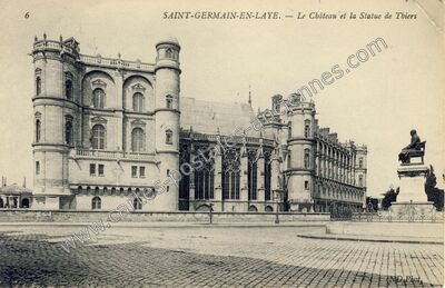 Carte postale ancienne Le Château et la Statue de Thiers — Saint-Germain-en-Laye (Yvelines)