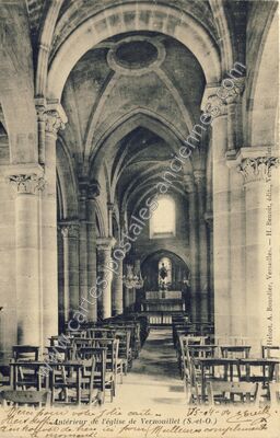 Carte postale ancienne Intérieur de l'église — Vernouillet (Yvelines)