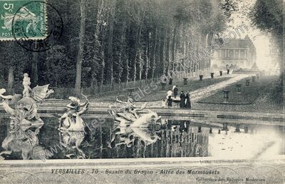 Carte postale ancienne Bassin du Dragon - Allée des Marmousets — Versailles (Yvelines)