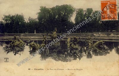 Carte postale ancienne Le Parc du Château. - Bassin du Dragon — Versailles (Yvelines)