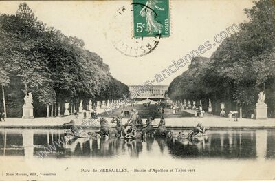 Carte postale ancienne Bassin d'Apollon et Tapis vert — Versailles (Yvelines)