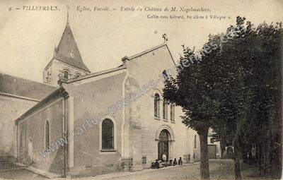 Carte postale ancienne Église, Façade. - Entrée du Château de M. Nugelmackers — Villepreux (Yvelines)