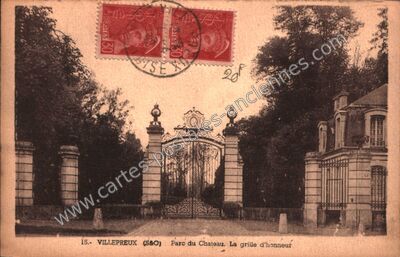 Carte postale ancienne Parc du Chateau. La grille d'honneur — Villepreux (Yvelines)