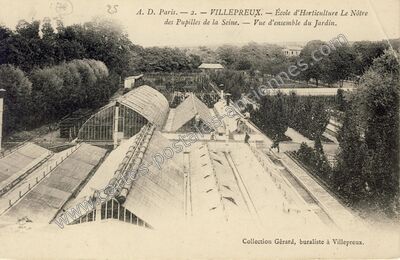 Carte postale ancienne École d'Horticulture Le Nôtre des Pupilles de la Seine. — Vue d'ensemble du Jardin — Villepreux (Yvelines)