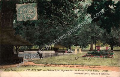 Carte postale ancienne Château de M. Nagelmackers. — Vue de la Pièce d'Eau. — Profil — Villepreux (Yvelines)