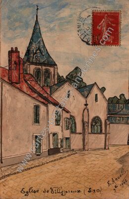 Carte postale ancienne Eglise de Villeneuve — Villepreux (Yvelines)