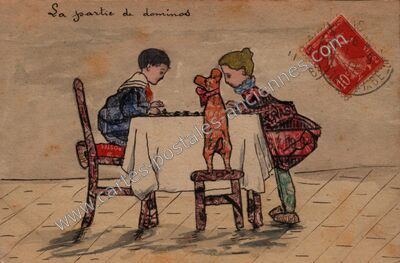 Carte postale ancienne La partie de dominos — Villepreux (Yvelines)