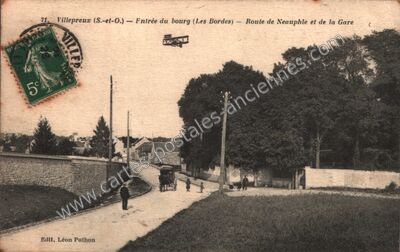 Carte postale ancienne Entrée du bourg (Les Bordes) — Route de Neauphle et de la Gare — Villepreux (Yvelines)