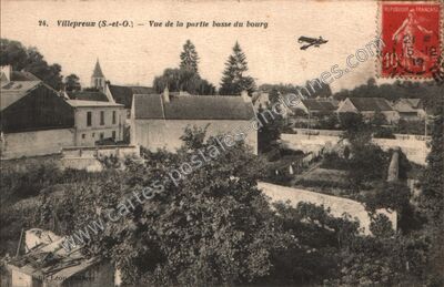 Carte postale ancienne Vue de la partie basse du bourg — Villepreux (Yvelines)