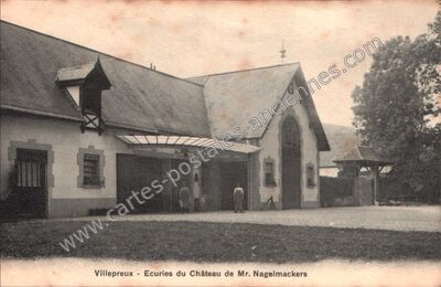 Carte postale ancienne Écuries du Château de Mr. Nagelmackers — Villepreux (Yvelines)