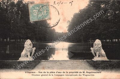 Carte postale ancienne Vue de la pièce d'eau de la propriété de M. Nagelmackers — Villepreux (Yvelines)