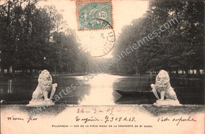 Carte postale ancienne Vue de la pièce d'eau de la propriété de M' Nagel — Villepreux (Yvelines)