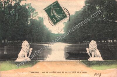 Carte postale ancienne Vue de la pièce d'eau de la propriété de M Nagel — Villepreux (Yvelines)
