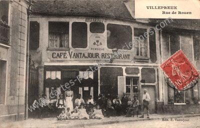 Carte postale ancienne Café Vantajour Restaurant — Villepreux (Yvelines)