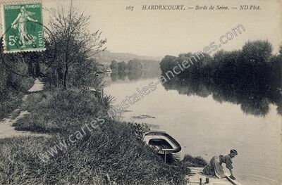 Carte postale ancienne Bords de Seine — Hardricourt (Yvelines)