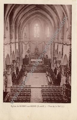 Carte postale ancienne Église de Rosny-sur-Seine - Vue de la Nef — Rosny-sur-Seine (Yvelines)