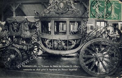 Carte postale ancienne Voiture du Sacre de Charles X (1825), restaurée en 1856 pour le baptême du Prince Impérial — Versailles (Yvelines)