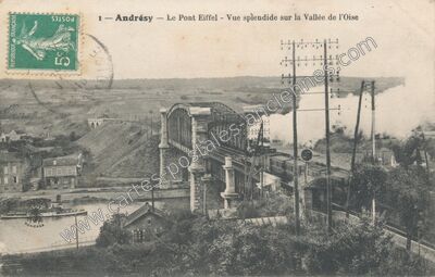 Carte postale ancienne Le Pont Eiffel - Vue splendide sur la Vallée de l'Oise — Andrésy (Yvelines)