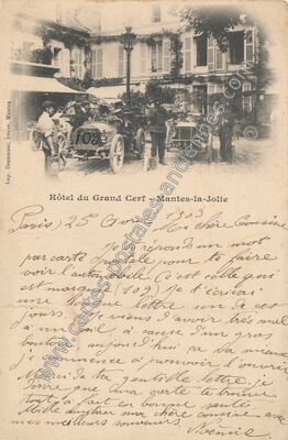 Carte postale ancienne Hôtel du Grand Cerf — Mantes-la-Jolie (Yvelines)