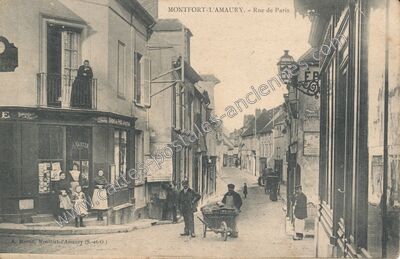 Carte postale ancienne Rue de Paris — Montfort-l'Amaury (Yvelines)
