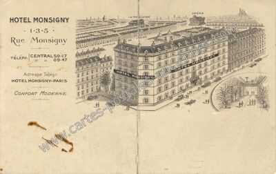 Carte postale ancienne Hotel Monsigny — Paris 2e (Paris)