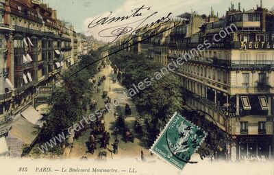 Carte postale ancienne Boulevard Montmartre — Paris 9e (Paris)