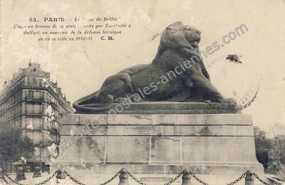 Carte postale ancienne Le Lion de Belfort — Paris 14e (Paris)