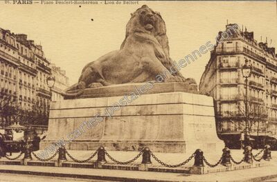 Carte postale ancienne Le Lion de Denfert — Paris 14e (Paris)