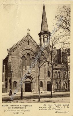 Carte postale ancienne Eglise Reformee des Batignolles — Paris 17e (Paris)