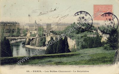 Carte postale ancienne Les Buttes Chaumont — Paris 19e (Paris)