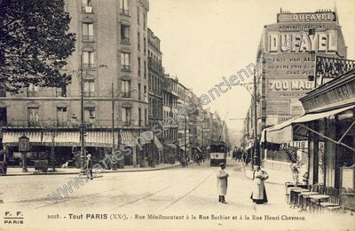 Carte postale ancienne Rue de Menilmontant — Paris 20e (Paris)