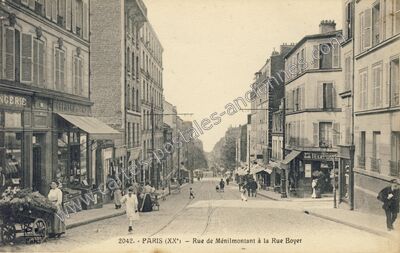 Carte postale ancienne Rue de Menilmontant — Paris 20e (Paris)
