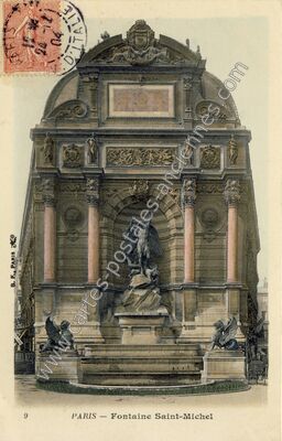 Carte postale ancienne Fontaine St Michel — Paris 6e (Paris)