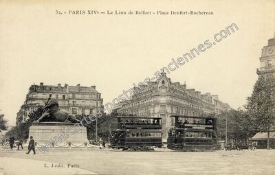 Carte postale ancienne Le Lion de Belfort — Paris 14e (Paris)