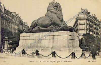 Carte postale ancienne Le Lion de Belfort — Paris 14e (Paris)