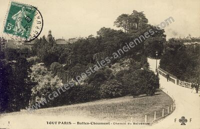 Carte postale ancienne Buttes Chaumont Chemin du Belvedere — Paris 19e (Paris)