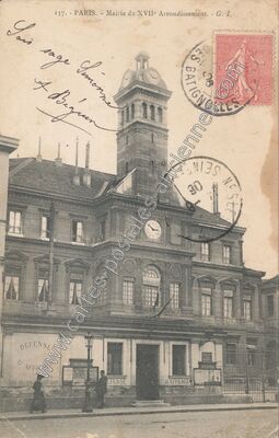 Carte postale ancienne Mairie du XVIIeme — Paris 17e (Paris)
