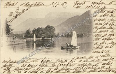 Carte postale ancienne Île des Cygnes et le Parmelan — Annecy (Haute-Savoie)