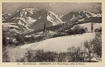 Carte postale ancienne Combloux et le Mont-Blanc (effet de Neige) — Combloux (Haute-Savoie)