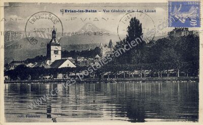 Carte postale ancienne Vue Générale et le Lac Léman — Évian-les-Bains (Haute-Savoie)