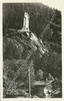 Carte postale ancienne Statue du Christ-Roi — Les Houches (Haute-Savoie)