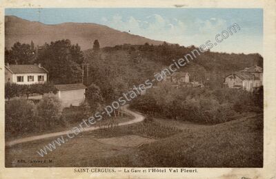 Carte postale ancienne La Gare et l'Hôtel Val Fleuri — Saint-Cergues (Haute-Savoie)