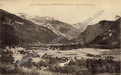Carte postale ancienne Vue générale de Samoëns - Chaîne du Grenairon — Samoëns (Haute-Savoie)