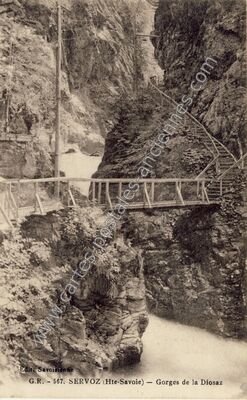Carte postale ancienne Gorges de la Diosaz — Servoz (Haute-Savoie)